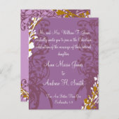 クリスチャン結婚式招待状パープルエレガンス 案内ポストカード (正面/裏面)