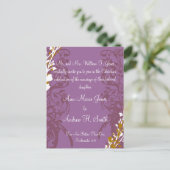 クリスチャン結婚式招待状パープルエレガンス 案内ポストカード (スタンド正面)