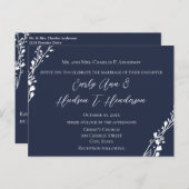 クリスチャン結婚式招待状リッチ深いブルーベリー インビテーションポストカード (正面/裏面)