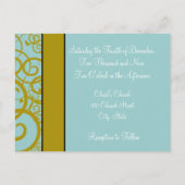 クリスチャン結婚式招待状深いシーブルー インビテーションポストカード (裏面)