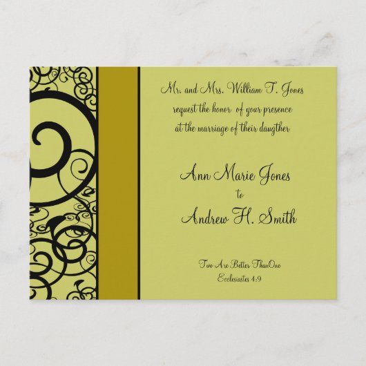 クリスチャン結婚式招待状深いシーブルー インビテーションポストカード (正面)