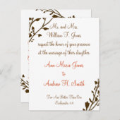 クリスチャン結婚式招待状深いチョコレート インビテーションポストカード (正面/裏面)