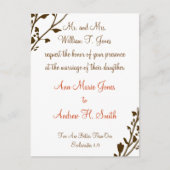 クリスチャン結婚式招待状深いチョコレート インビテーションポストカード (正面)