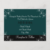 クリスチャン結婚式招待状深いティール（緑がかった色） インビテーションポストカード (裏面)