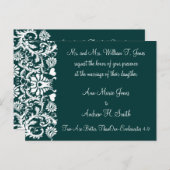 クリスチャン結婚式招待状深いティール（緑がかった色） インビテーションポストカード (正面/裏面)