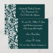 クリスチャン結婚式招待状深いティール（緑がかった色） インビテーションポストカード (正面/裏面)