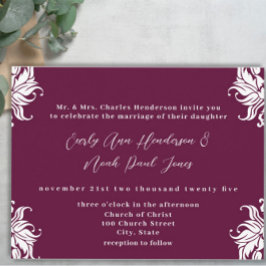 クリスチャン結婚式招待状深いプラム インビテーションポストカード