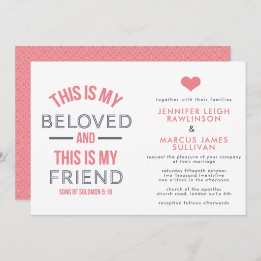 クリスチャン結婚式招待状 – これが私の最愛の人 招待状 (正面/裏面)