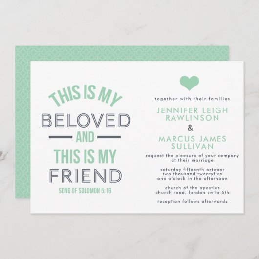 クリスチャン結婚式招待状 – これが私の最愛の人 招待状 (正面/裏面)