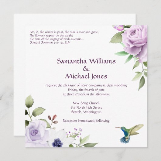 クリスチャン結婚式招待状 – ソングオブソロモン 招待状 (正面/裏面)