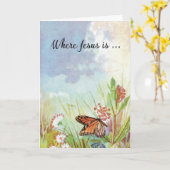 クリスチャン考えズオブユー勇気付けられる蝶 カード (黄色い花)