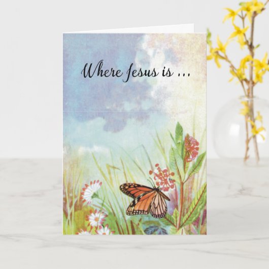 クリスチャン考えズオブユー勇気付けられる蝶 カード (黄色い花)