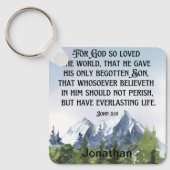 クリスチャン聖なる書物、 経典ジョン3 16水色自然 キーホルダー (正面)