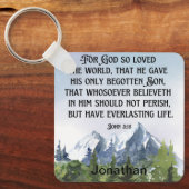 クリスチャン聖なる書物、 経典ジョン3 16水色自然 キーホルダー (正面)
