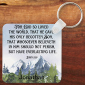 クリスチャン聖なる書物、 経典ジョン3 16水色自然 キーホルダー (裏面)