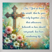 クリスチャン聖なる書物、 経典ヴィンテージクロスフローライースター ポスター (正面)