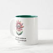 クリスチャン聖なる書物、 経典不安かわいい花 ツートーンマグカップ (正面左)