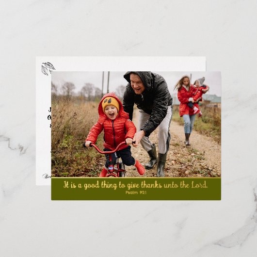 クリスチャン聖なる書物、 経典感謝祭フォトカラーエッジ 箔シーズンポストカード (正面/裏面)