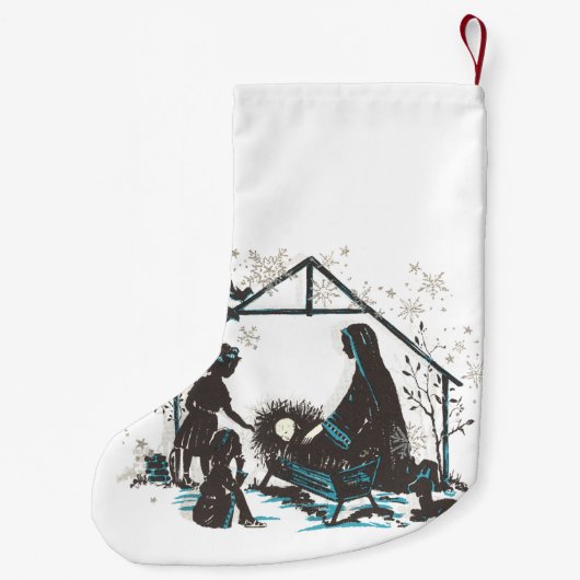 クリスチャン聖ベビーイエズクリスマス出生シーン スモールクリスマスストッキング (裏面)