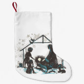 クリスチャン聖ベビーイエズクリスマス出生シーン スモールクリスマスストッキング (正面)