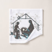 クリスチャン聖ベビーイエズクリスマス出生シーン バスタオルセット (ウォッシュタオル)