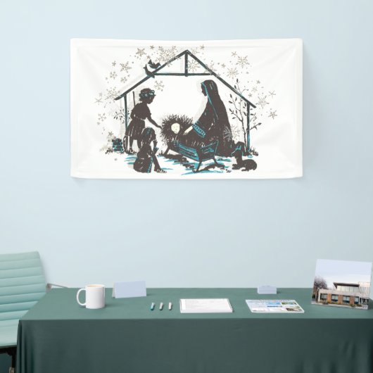 クリスチャン聖ベビーイエズクリスマス出生シーン 横断幕 (トレードショー)