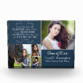 クリスチャン聖句の卒業写真コラージブルー フォトブロック (正面)