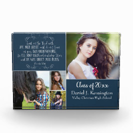 クリスチャン聖句の卒業写真コラージブルー フォトブロック