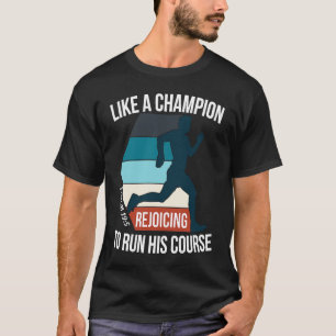 クリスチャン聖書の節「使命を全うせよ」ランニング Tシャツ