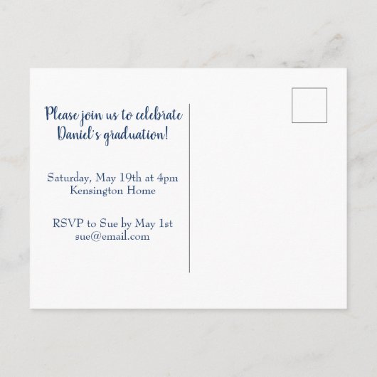 クリスチャン聖書の詩写真卒業コラージュ 案内ポストカード (裏面)