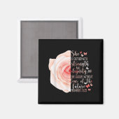 クリスチャン聖書の詩句 箴言31:25 薔薇の花 マグネット (正面/裏面)