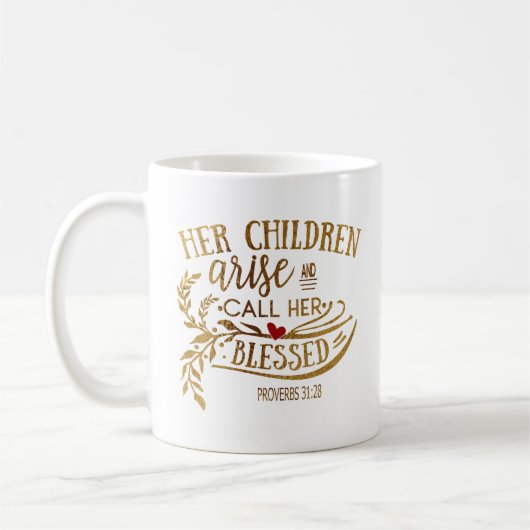 クリスチャン聖書の詩 母はその子らを称える コーヒーマグカップ (左)
