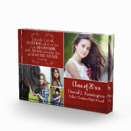 クリスチャン聖書聖句の卒業写真コラージュ赤 フォトブロック