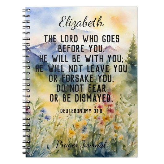 クリスチャン聖書聖句の水の色の山の名前 ノートブック (正面)