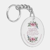 クリスチャン聖書聖句ピンクフローラ写真メッセージ キーホルダー (正面左)