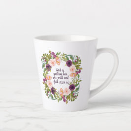 クリスチャン聖書 紫のくすんだピンクの花 カフェラテマグ