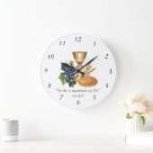 クリスチャン聖餐式ルカ22:19パンとワイン ラージ壁時計 (ホーム)