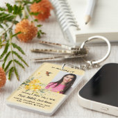 クリスチャン記念ハミングバードイエローローズ キーホルダー (正面右)