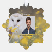 クリスチャン記念フォト バーニュウサギ 鳥 オーナメントカード (裏面)