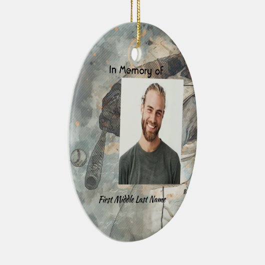 クリスチャン記念メモリーカード野球スポーツ セラミックオーナメント (右)