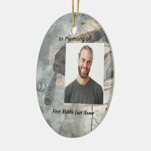 クリスチャン記念メモリーカード野球スポーツ セラミックオーナメント (左)