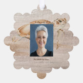 クリスチャン記念写真サンディビーチウミガメ オーナメントカード (裏面)