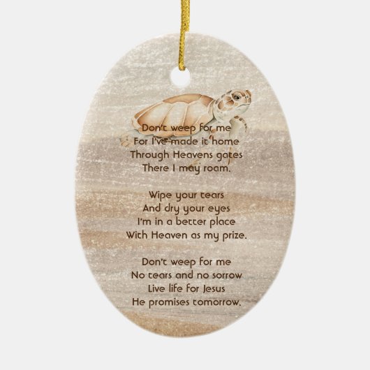 クリスチャン記念写真サンディビーチウミガメ セラミックオーナメント (正面)