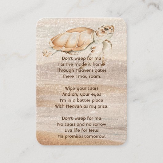 クリスチャン記念写真サンディビーチウミガメ 名刺 (正面)