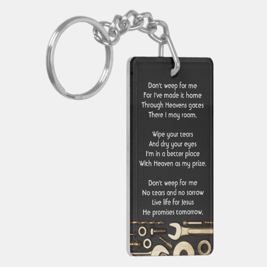 クリスチャン記念写真祈りの言葉ツール整備士 キーホルダー (正面左)