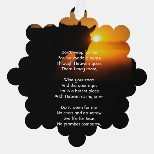 クリスチャン記念写真祈りの言葉ホースウェスタン オーナメントカード (正面)