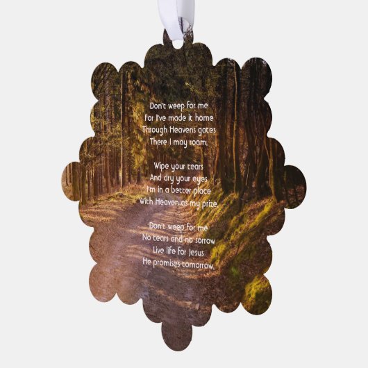 クリスチャン記念写真祈りの言葉森林歩道ウォーク オーナメントカード (左)