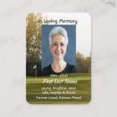 クリスチャン記念写真詩ゴルファーのゴルフ 名刺 (裏面)