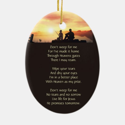 クリスチャン記念父息子魚釣り漁師 セラミックオーナメント (裏面)