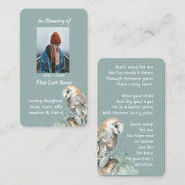 クリスチャン記念碑の水の色バーンドルフクロウ鳥 名刺